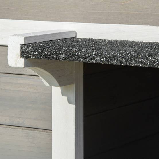 Maison Chat Extérieur Bois Sapin Terrasse Balcon Toit Bitumé Gris Blanc - ComfortXL Pet Living - Image 7