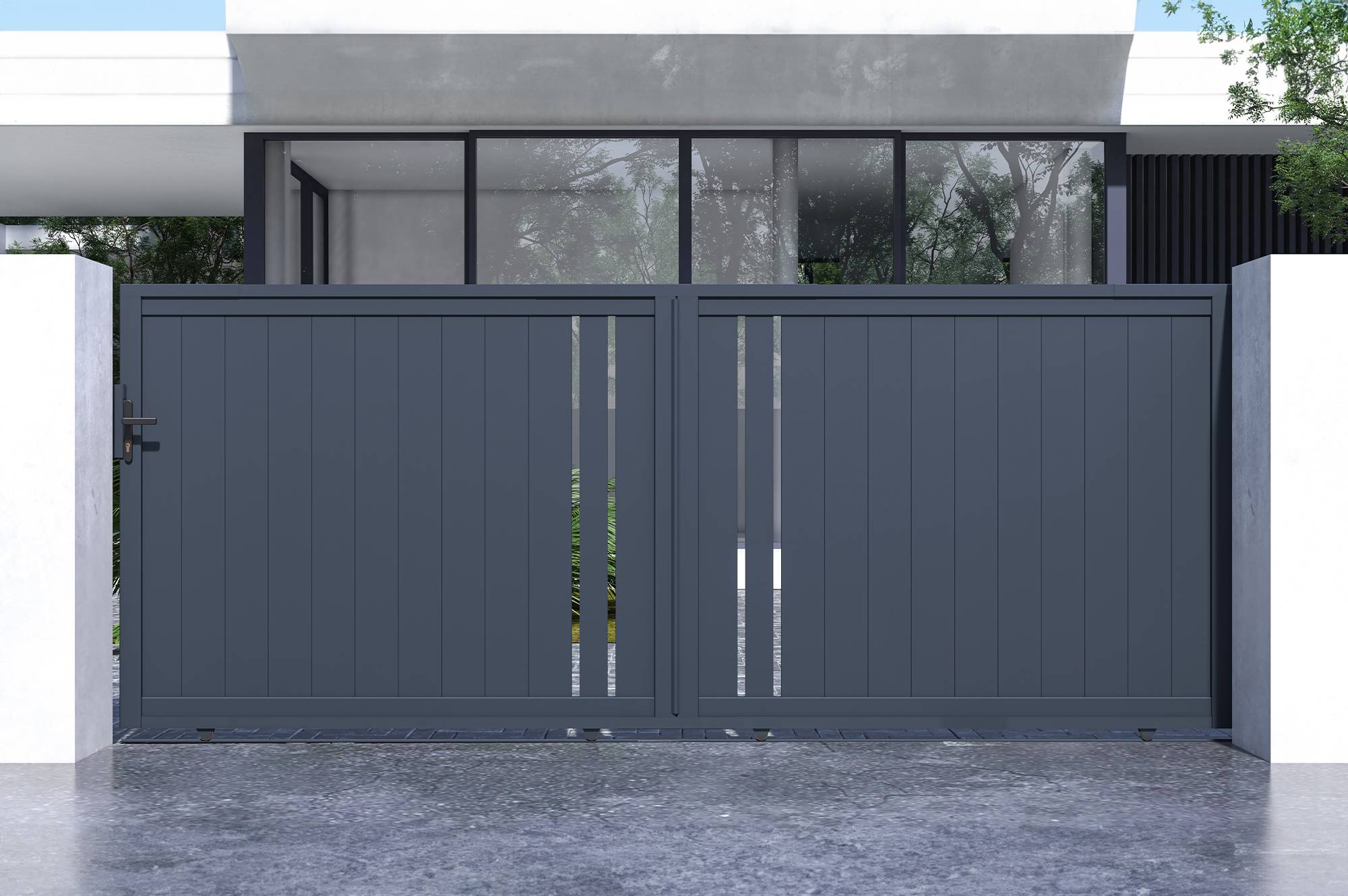 Casanoov Portail coulissant 4 m GIONA H.160 cm aluminium gris - Image 1