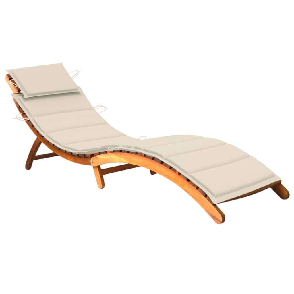 Helloshop26 - Transat chaise longue bain de soleil lit de jardin terrasse meuble d'extérieur avec coussin bois d'acacia solide - Imagen 1