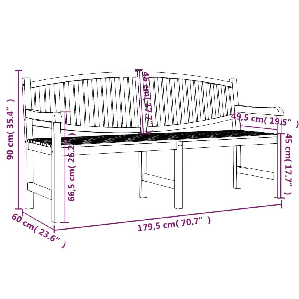 Maison Chic - Banc de jardin - Banc d'extérieur - Banquette 179,5x60x90 cm bois de teck solide - Imagen 6