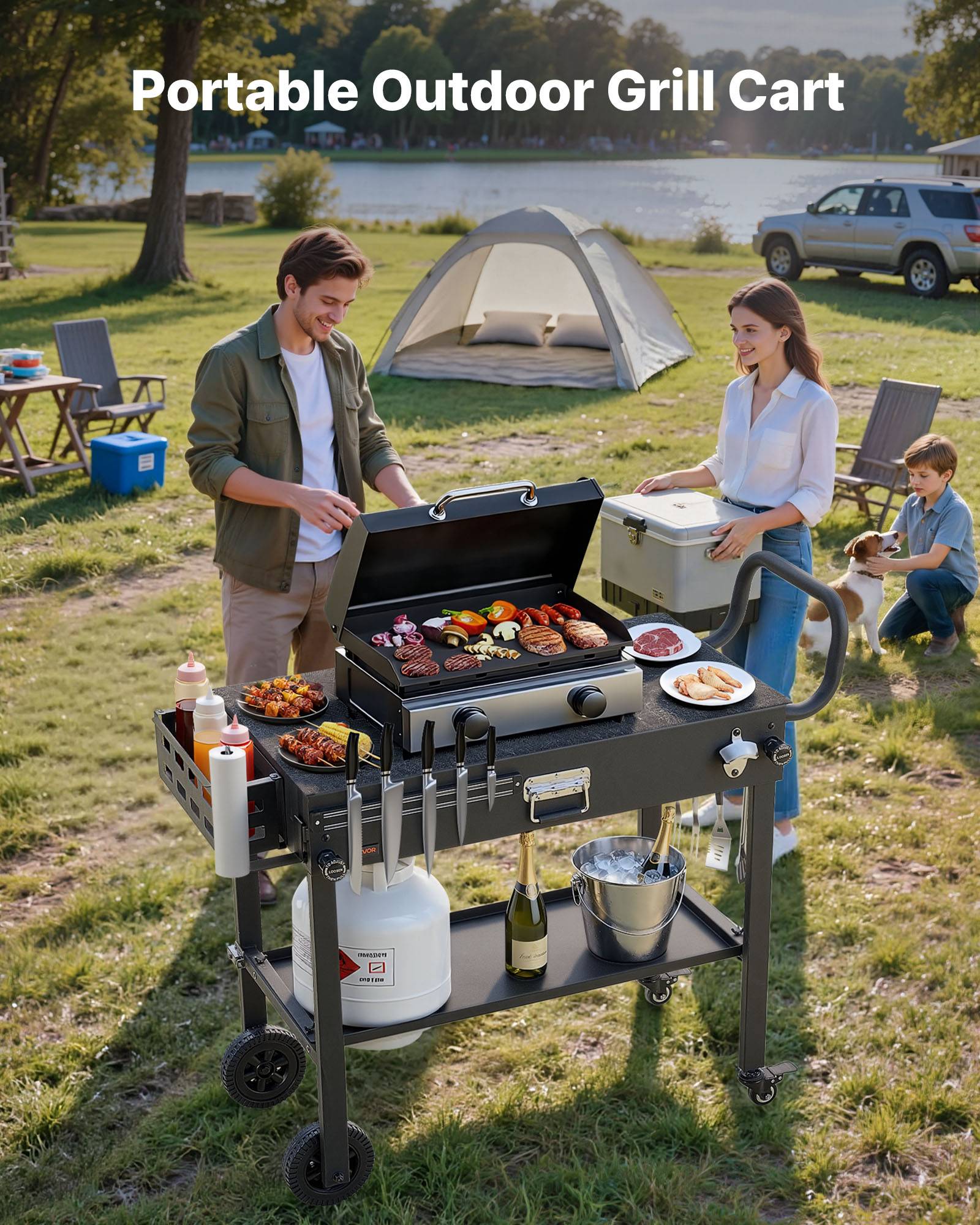 Vevor - VEVOR Desserte de Jardin pour Plancha Chariot de Barbecue Comptoir 78,7x43,2 cm - Image 2