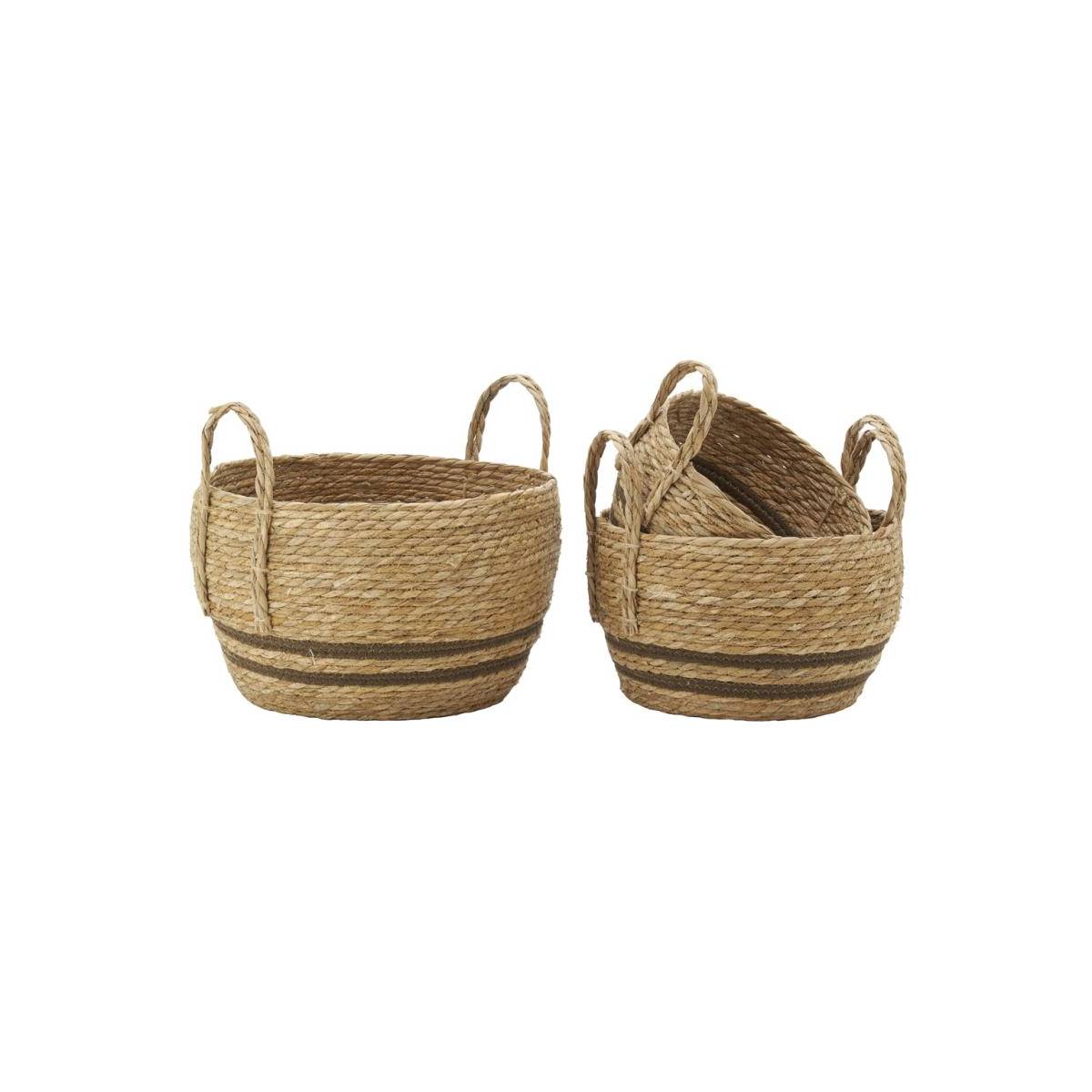 Aubry Gaspard - Cache-pots en jonc naturel et coton brun Boule - Imagen 1