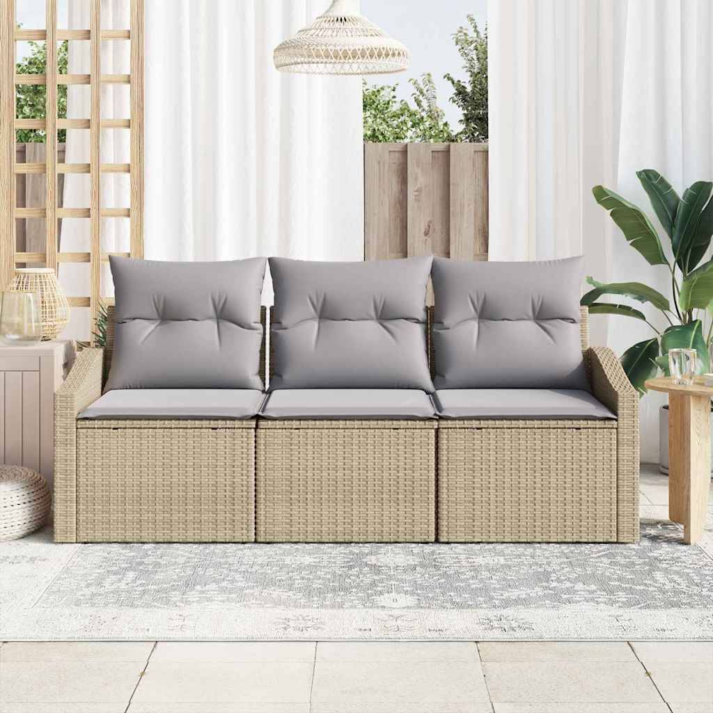 Vidaxl - Ensemble de Canapés 3 pcs-Salons de jardin Beige polyrotin 176874 - Image 3