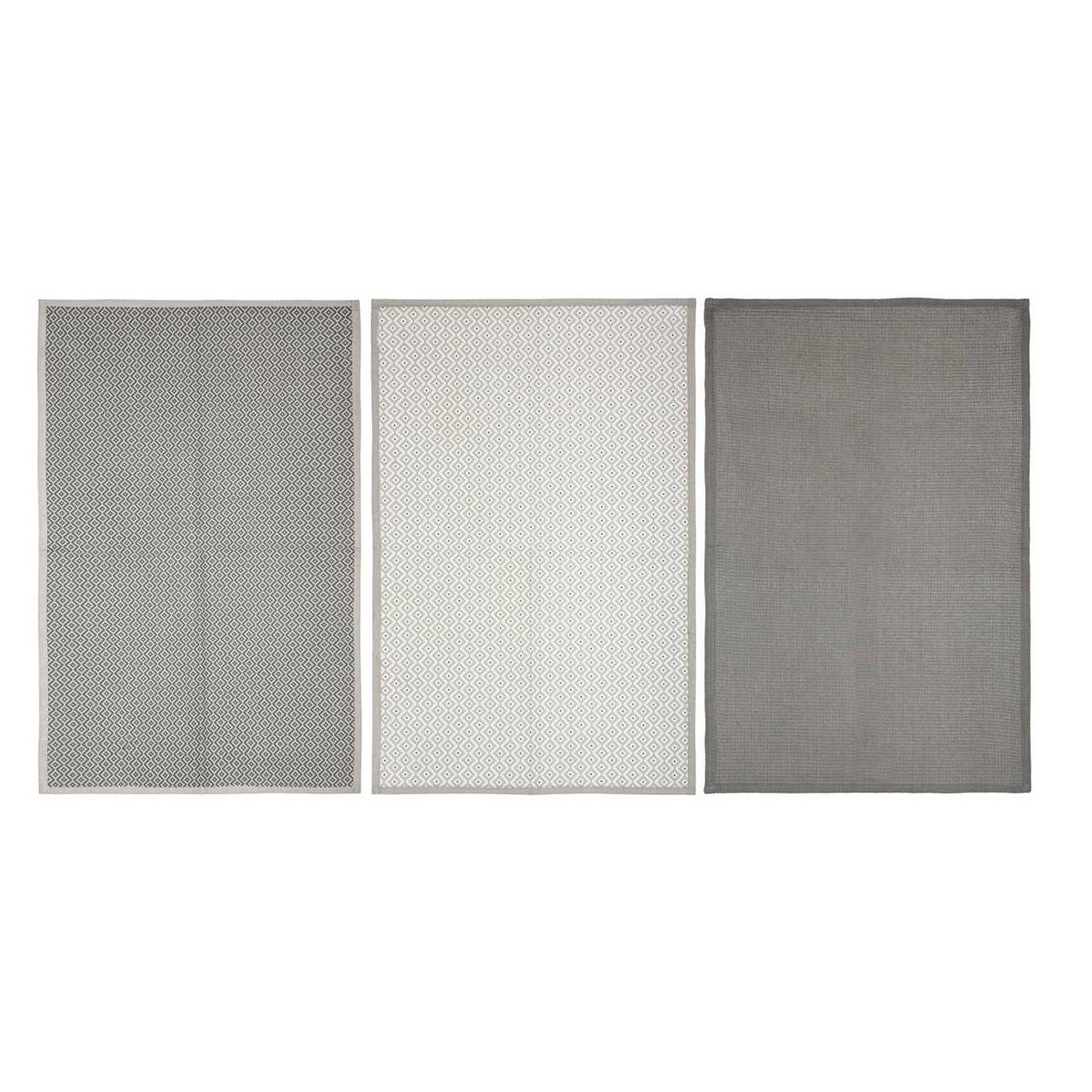 Lot de 3 Torchons "Imprimé" 45x70cm Gris - Image 1