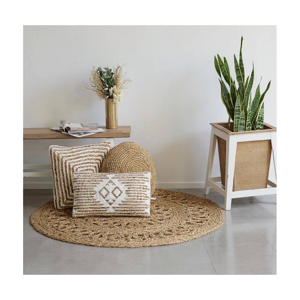 Aubry Gaspard - Tapis rond en jonc naturel Bohème - Image 2