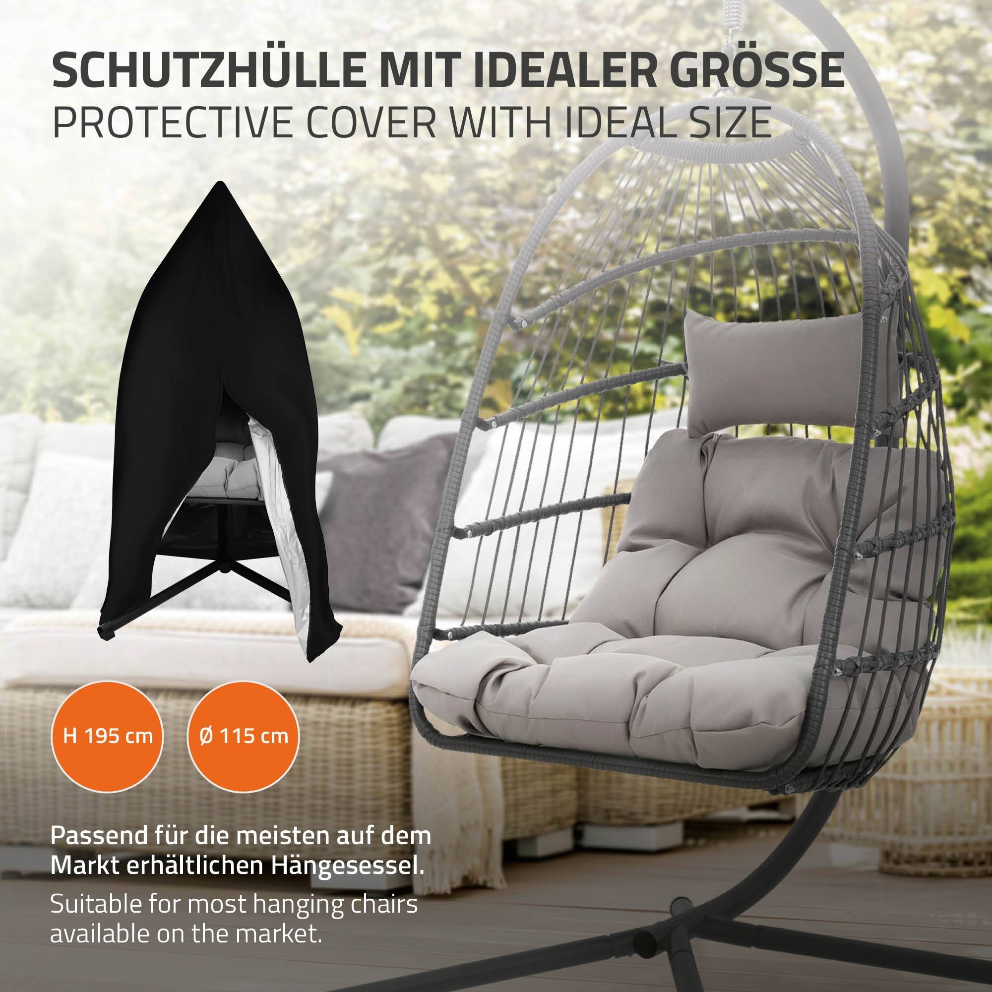 Housse de protection de fauteuil suspendu protection anti pluie imperméable noir - Image 3