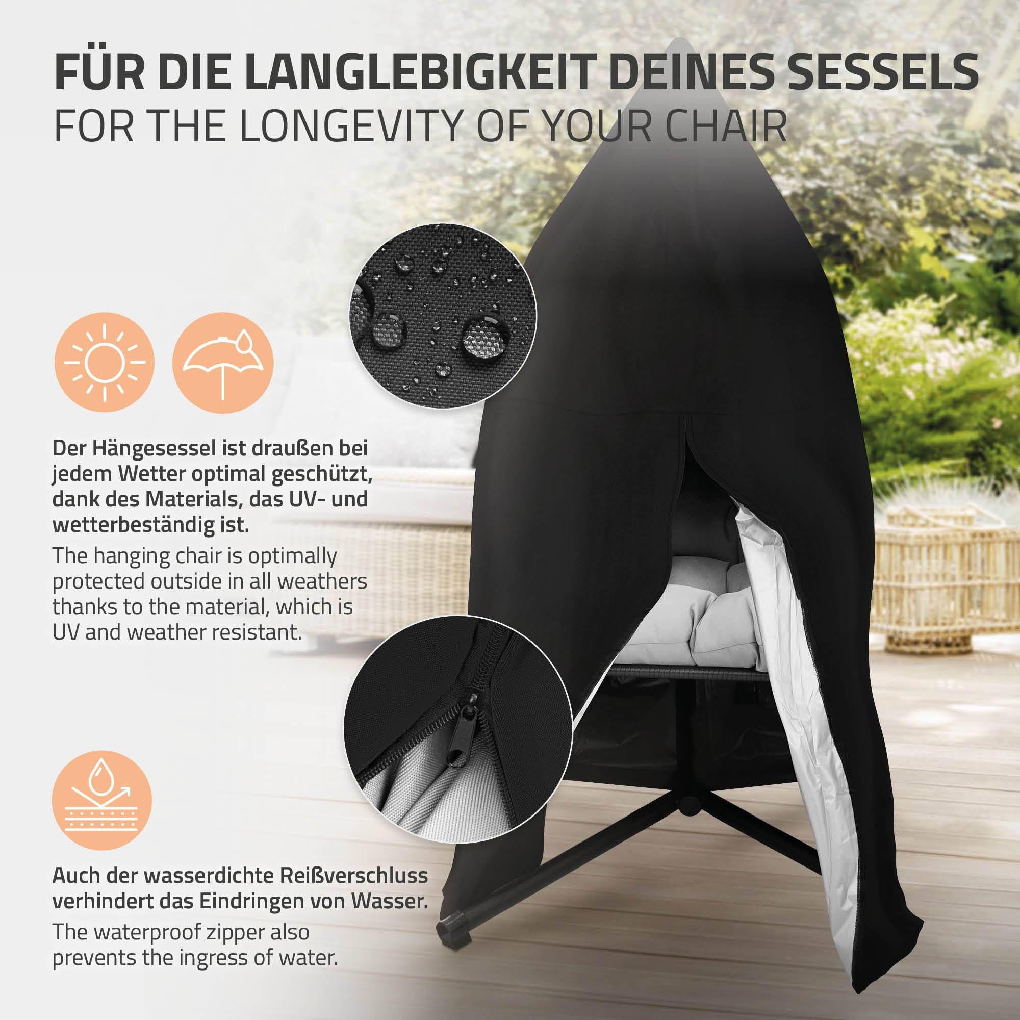 Housse de protection de fauteuil suspendu protection anti pluie imperméable noir - Image 4