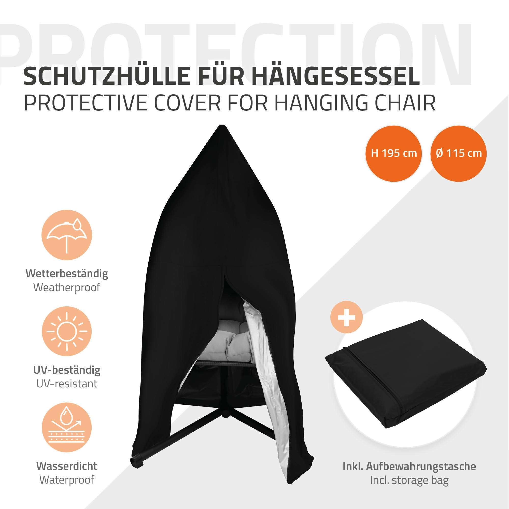 Housse de protection de fauteuil suspendu protection anti pluie imperméable noir - Image 2
