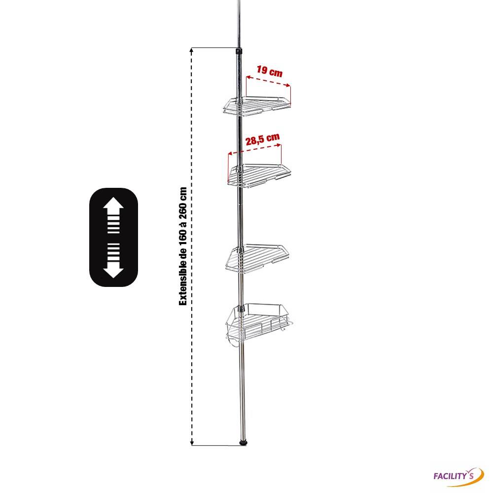 Facilitys - Etagère de douche télescopique - Ranger, organiser - inox 160 x 260 cm - FACILITYS - Imagen 2