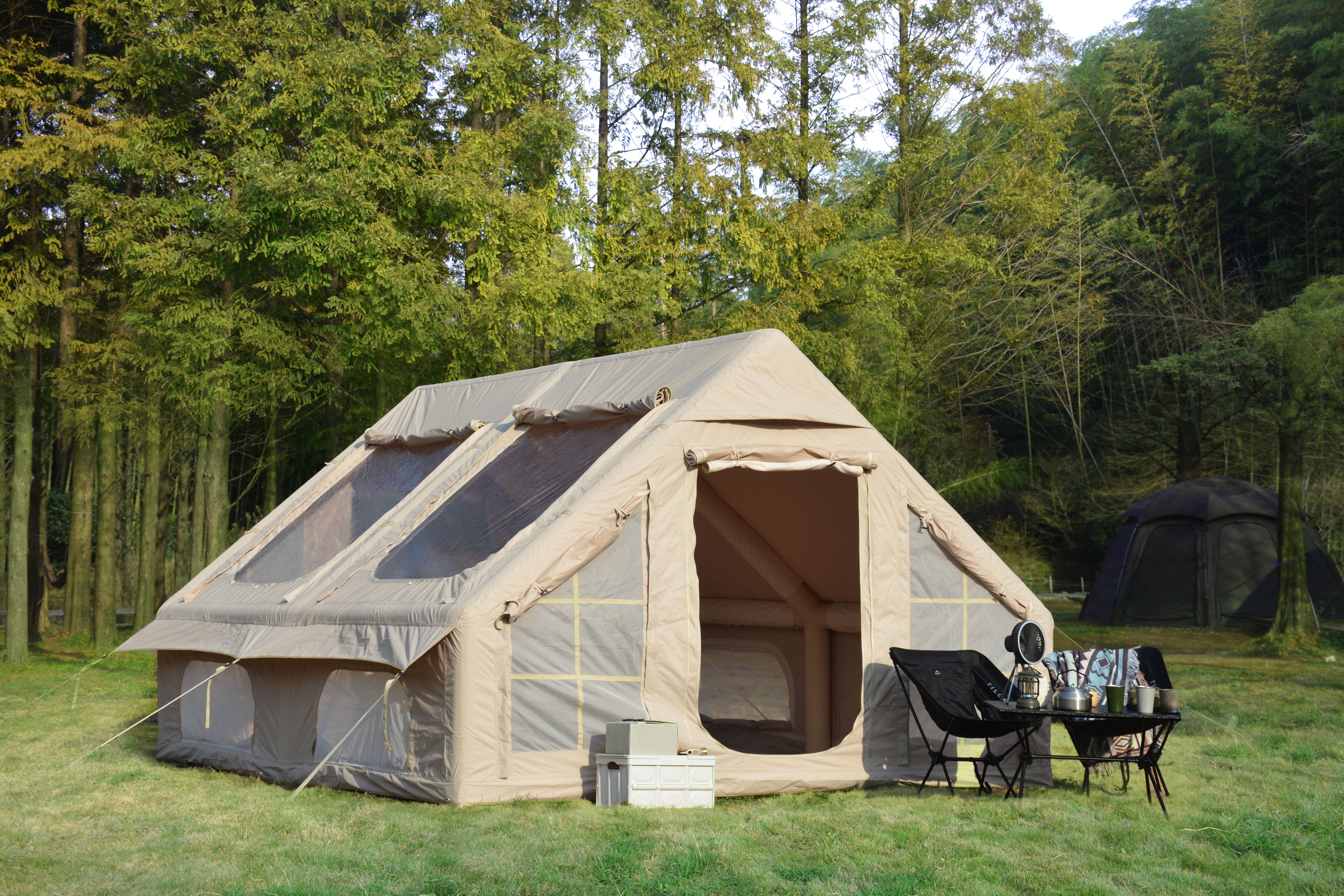 Tente Gonflable Familiale 4-8 Personnes Beige Imperméable Montage Rapide 5min - ComfortXL Outdoor Living - Image 1