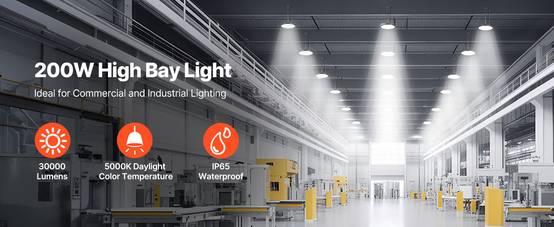 VEVOR Luminaire Haute Baie Éclairage Industriel LED 10 PCS 5000 K 200 W 30000 lm - Image 9