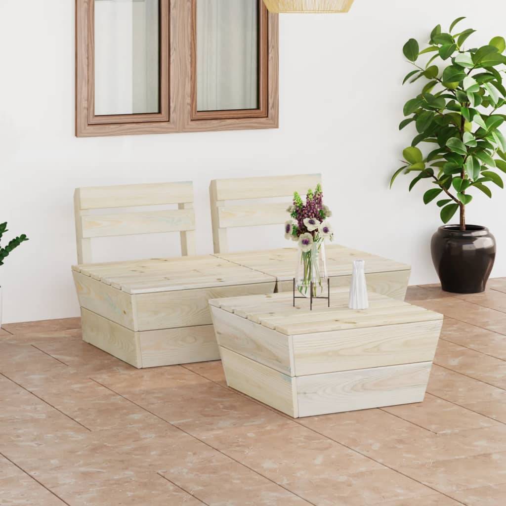 Vidaxl - Salon de jardin palette 3 pcs Bois d'épicéa imprégné vidaXL 3063710 - Imagen 1