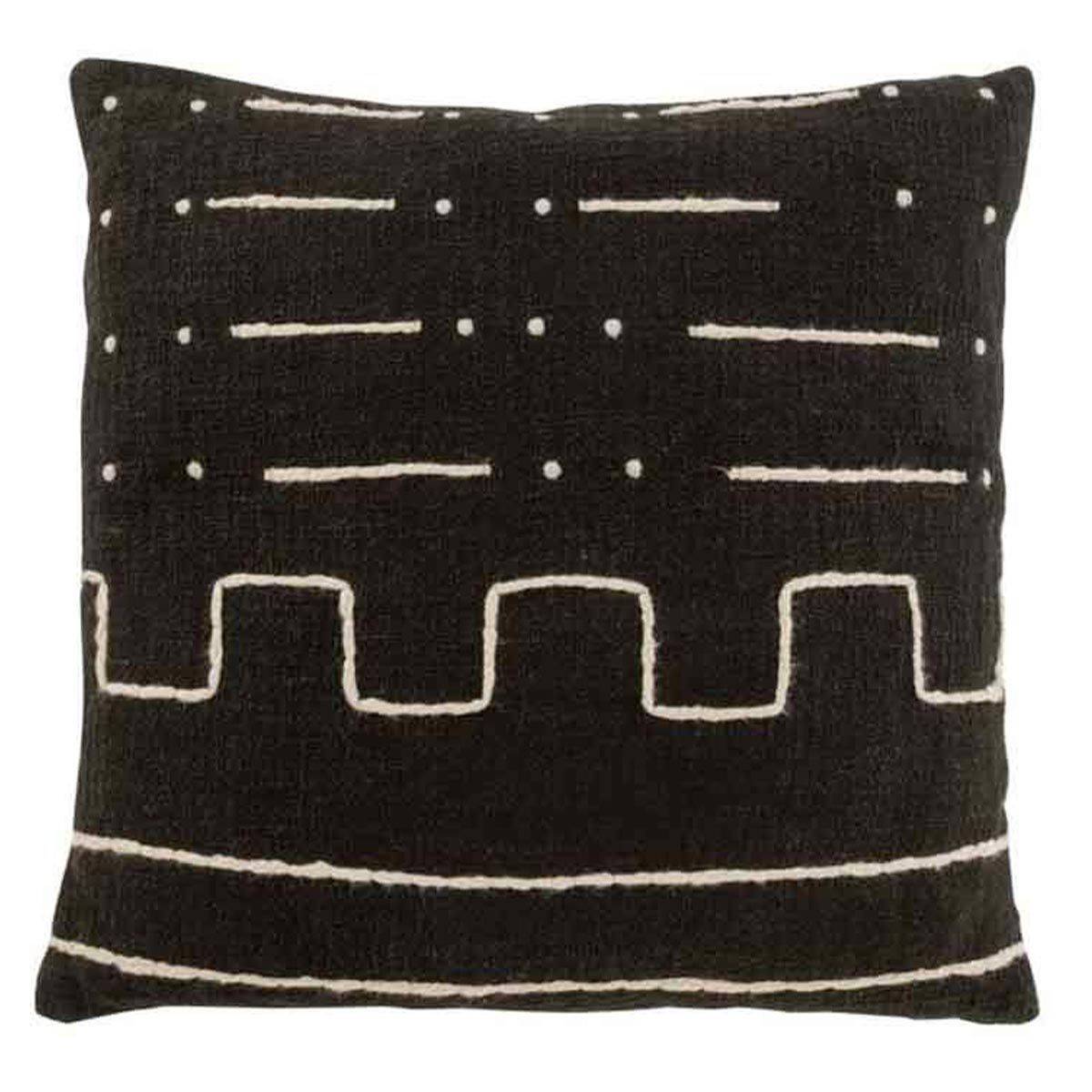 Coussin Déco "Dessin Graphique" 45x45cm Noir - Image 1