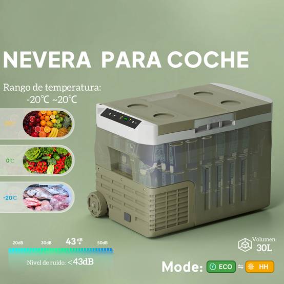 Réfrigérateur Portable Voiture 30 L 12/24 V -20 à +20 °C, Écran Tactile LED, Camping/Maison, 61 x 39 x 41,5 cm, Vert - Image 6