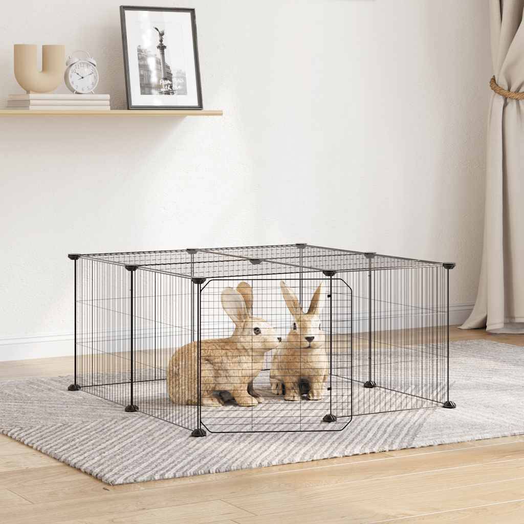 Vidaxl - Cage animaux de compagnie à 12 panneaux et porte Noir 70x70x35 cm vidaXL 3114054 - Imagen 1