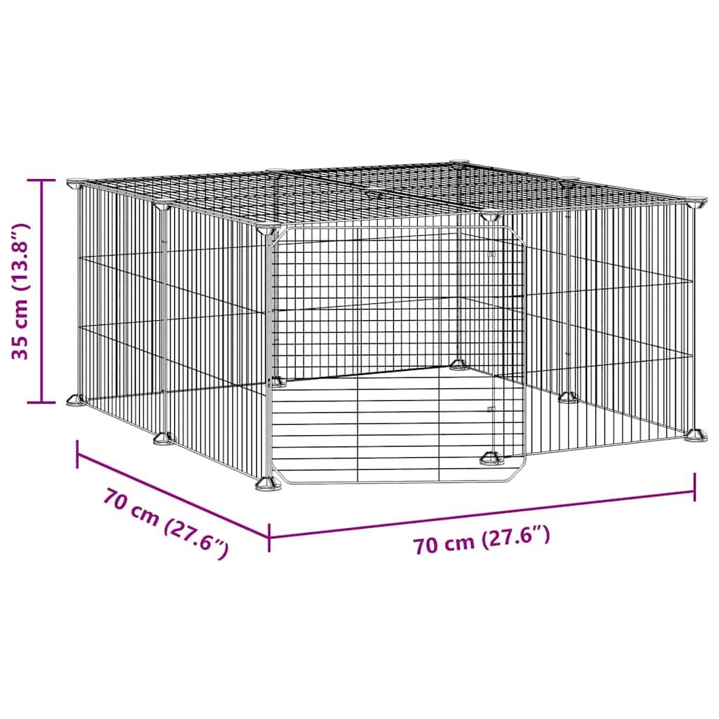 Vidaxl - Cage animaux de compagnie à 12 panneaux et porte Noir 70x70x35 cm vidaXL 3114054 - Imagen 2