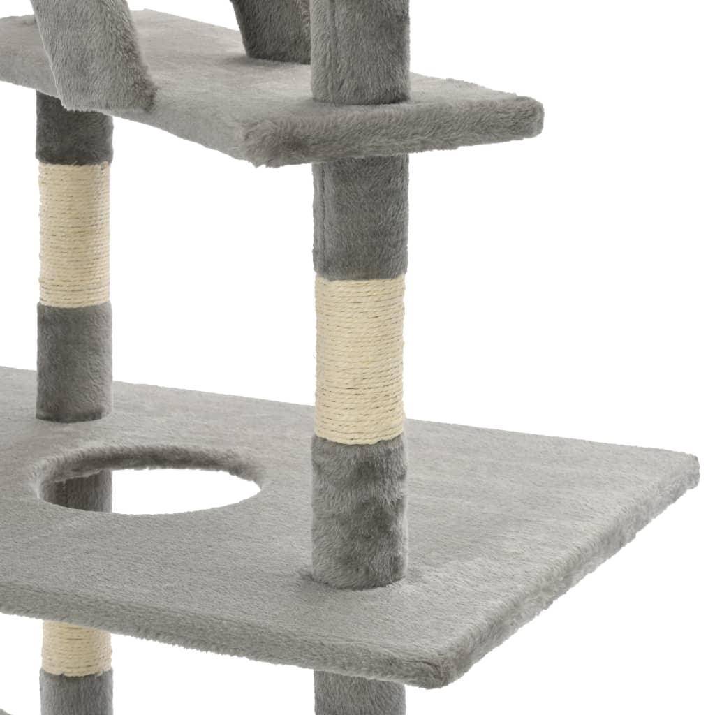 Helloshop26 - Arbre à chat griffoir grattoir niche jouet animaux peluché en sisal 230-260 cm gris - Imagen 5
