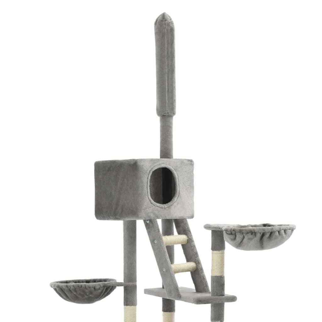 Helloshop26 - Arbre à chat griffoir grattoir niche jouet animaux peluché en sisal 230-260 cm gris - Imagen 4