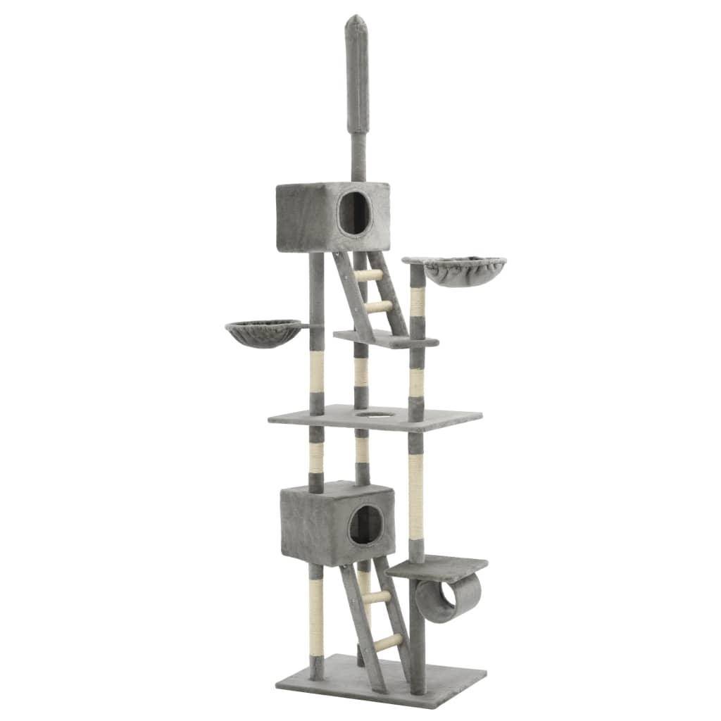 Helloshop26 - Arbre à chat griffoir grattoir niche jouet animaux peluché en sisal 230-260 cm gris - Imagen 2