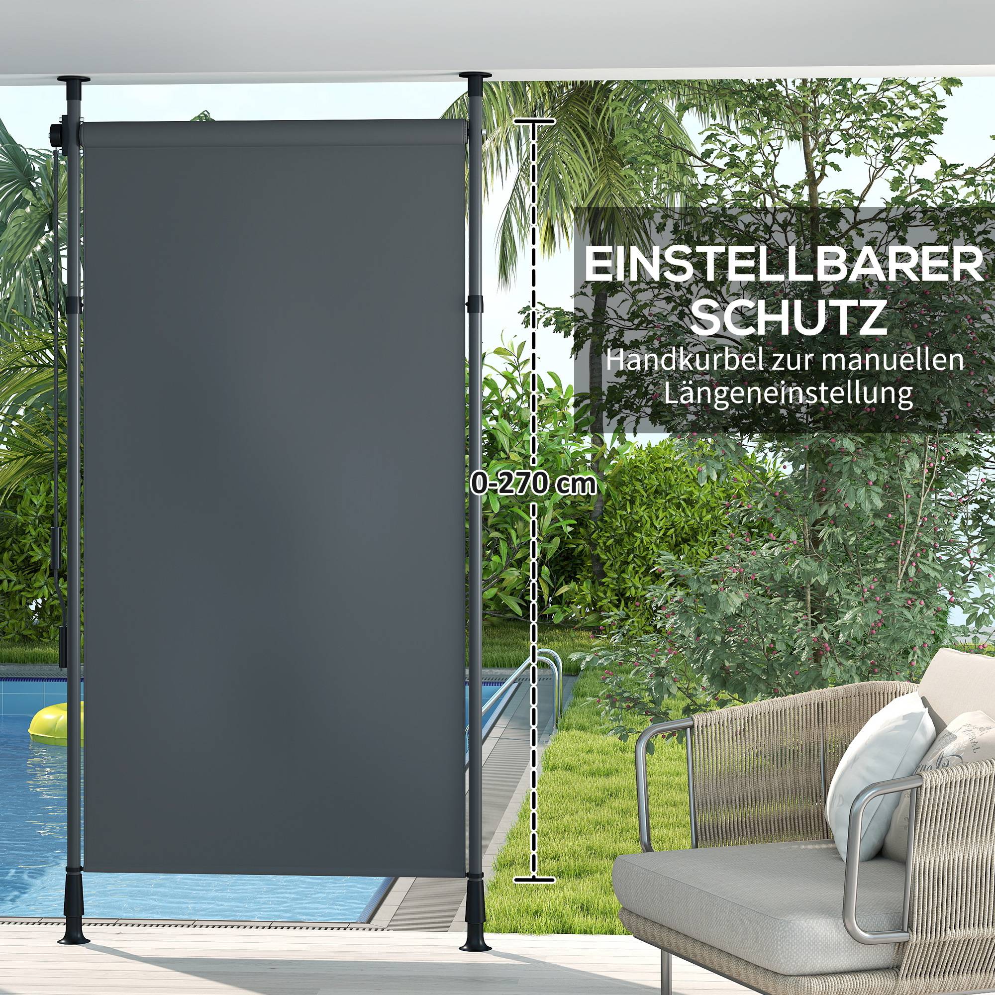 ComfortXL - Store banne autoportant aluminium gris foncé 150 x 220-310 cm terrasse jardin réglable sans perçage manuel - Image 5