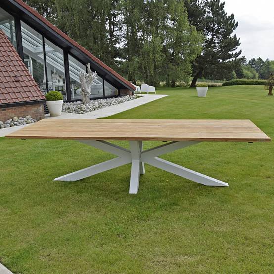 Gecko Jardin - Table métal blanc et teck recyclé 240 cm, Conceptual - Gecko Jardin - Imagen 3
