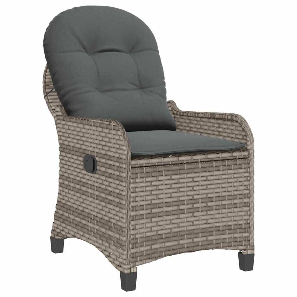Fauteuil inclinable avec coussin polyrotin gris 56 x 66 x 95 cm - PANGIVO - Image 4