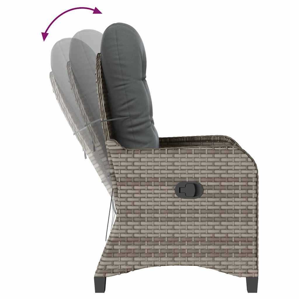 Fauteuil inclinable avec coussin polyrotin gris 56 x 66 x 95 cm - PANGIVO - Image 8