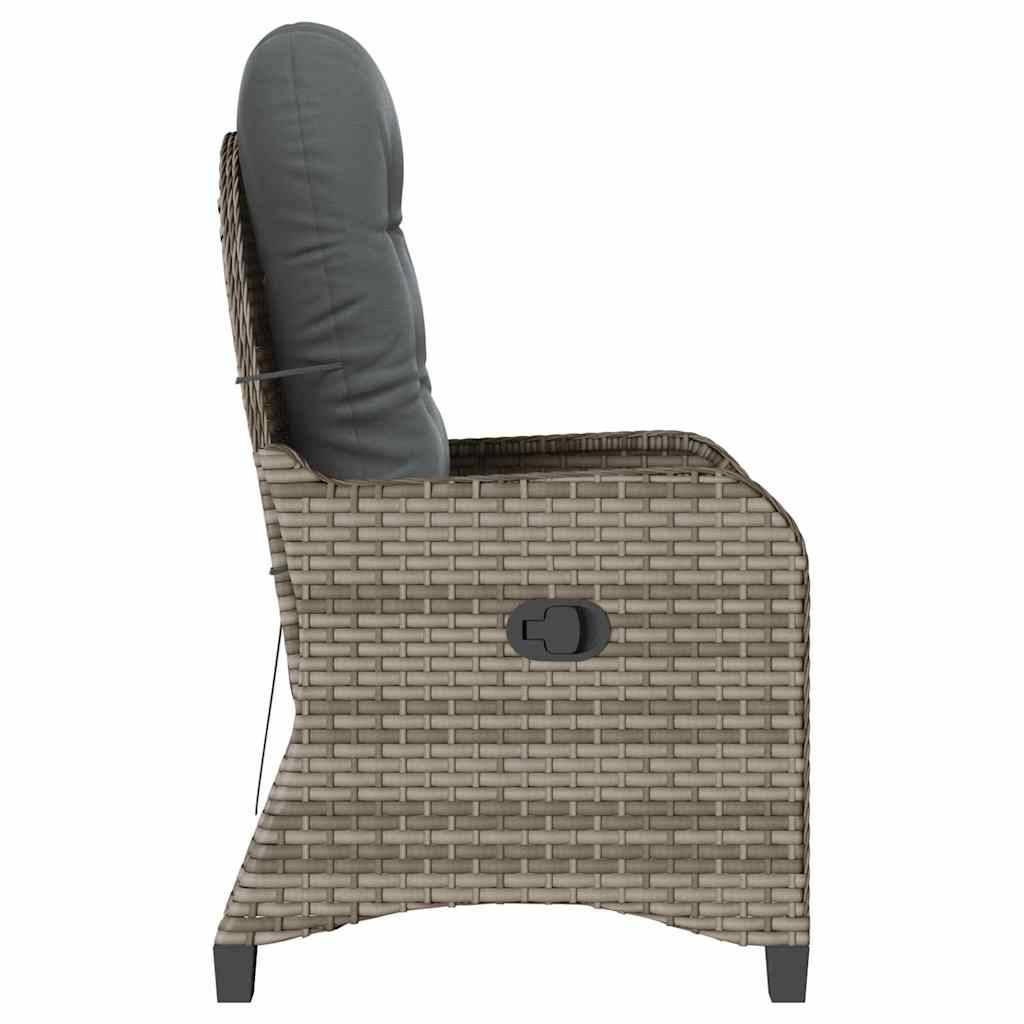Fauteuil inclinable avec coussin polyrotin gris 56 x 66 x 95 cm - PANGIVO - Image 6