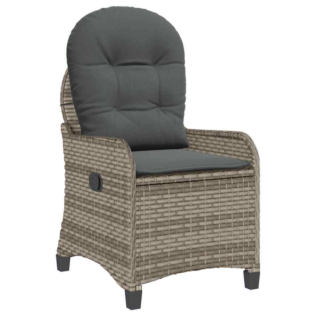 Fauteuil inclinable avec coussin polyrotin gris 56 x 66 x 95 cm - PANGIVO - Image 2