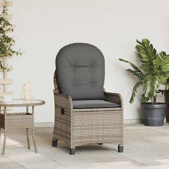 Fauteuil inclinable avec coussin polyrotin gris 56 x 66 x 95 cm - PANGIVO - Image 1