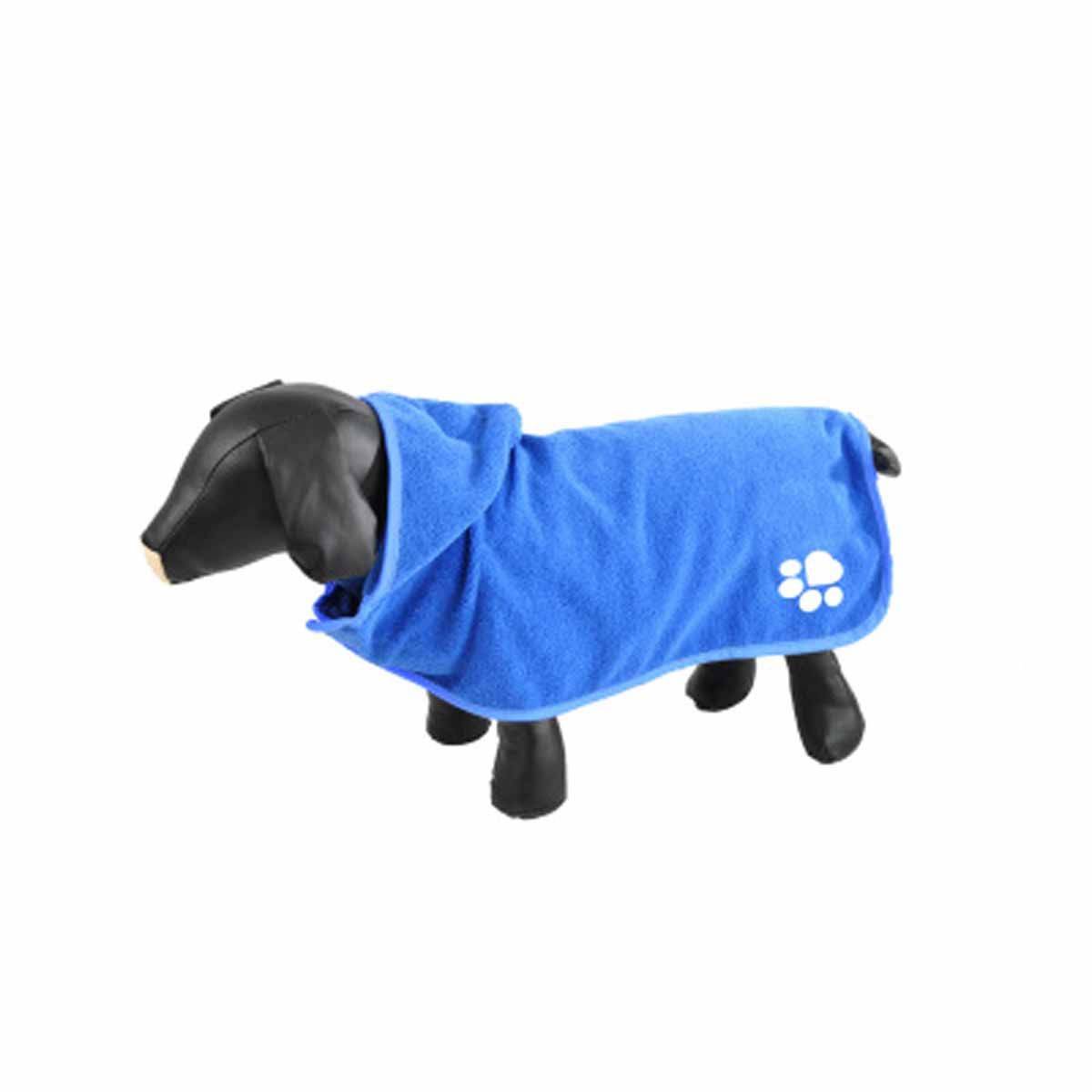 Peignoir de Bain pour Chien "Capuche" 35cm Bleu