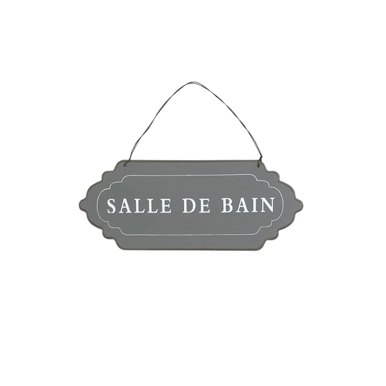 ~ Plaque de porte décorative vintage salle de bain fer gris 12x7cm Chemin de campagne - Imagen 1