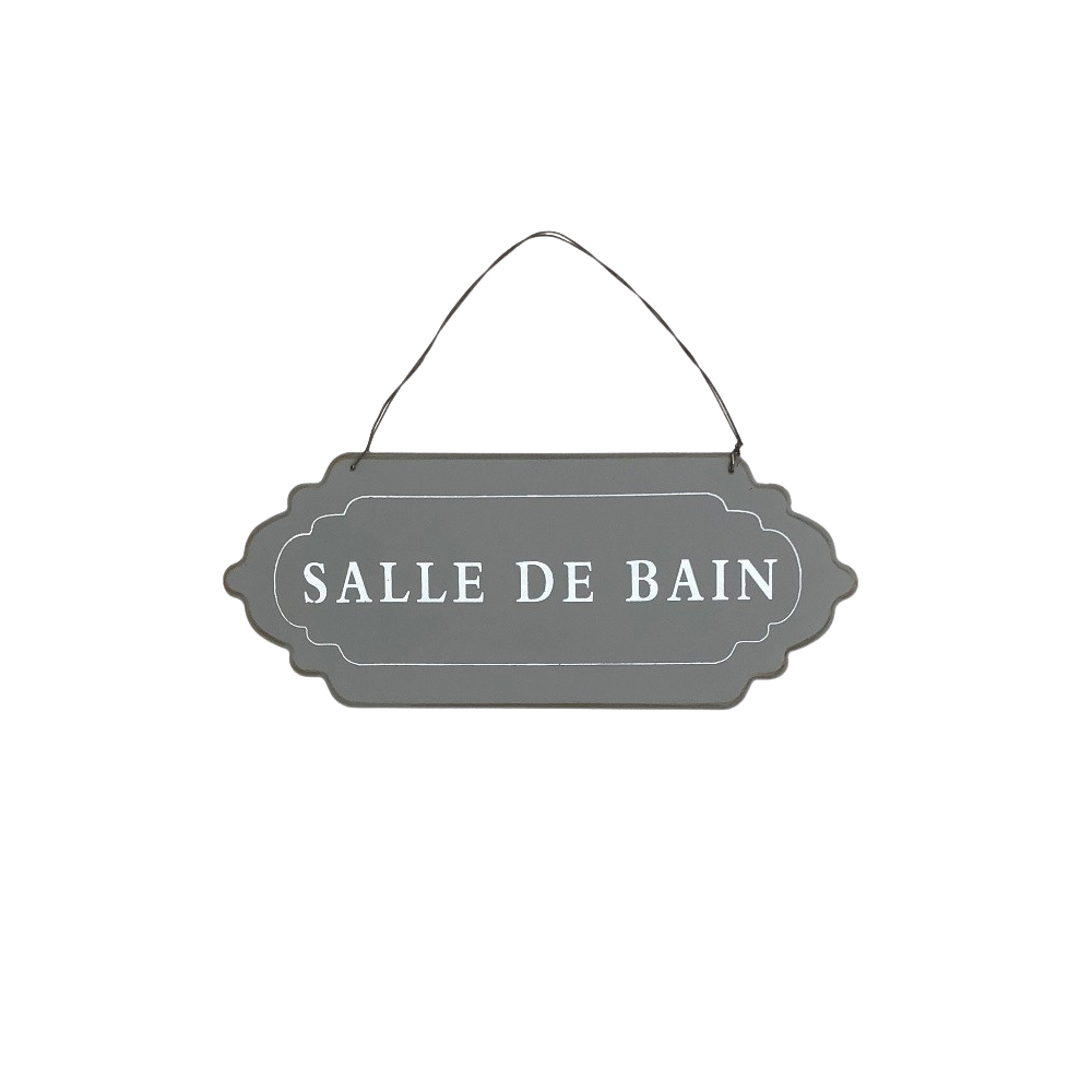 ~ Plaque de porte décorative vintage salle de bain fer gris 12x7cm Chemin de campagne - Imagen 1