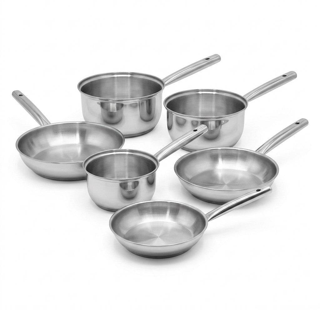 Lot de 3 casseroles 18/20/22 cm en inox et 3 poêles 20/24/28 cm Fackelmann Rhona - Image 1