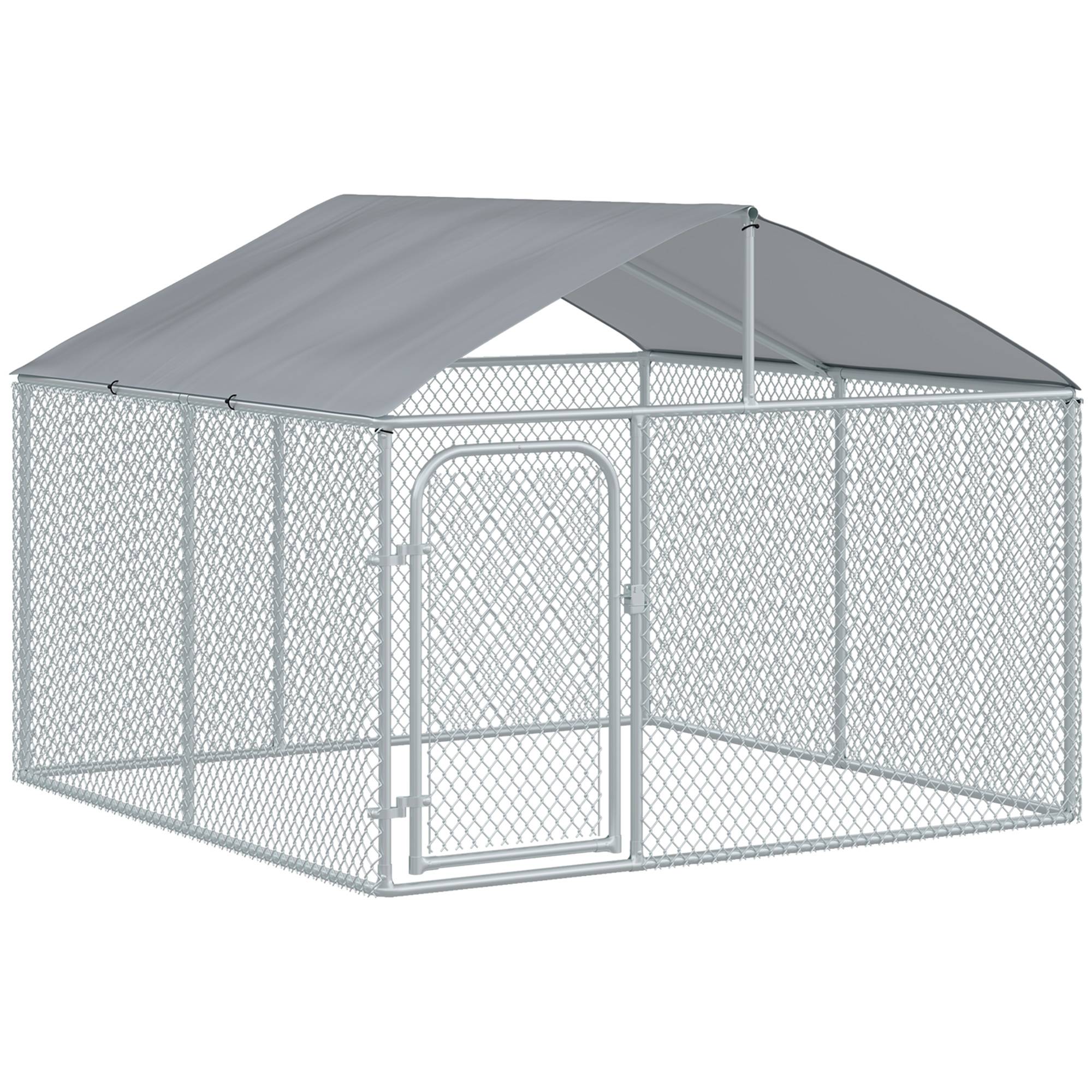 Sans Marque - Chenil extérieur avec toit pour chien 5 m² parc grillagé espace couvert acier galvanisé 230 x 230 x 175 cm
