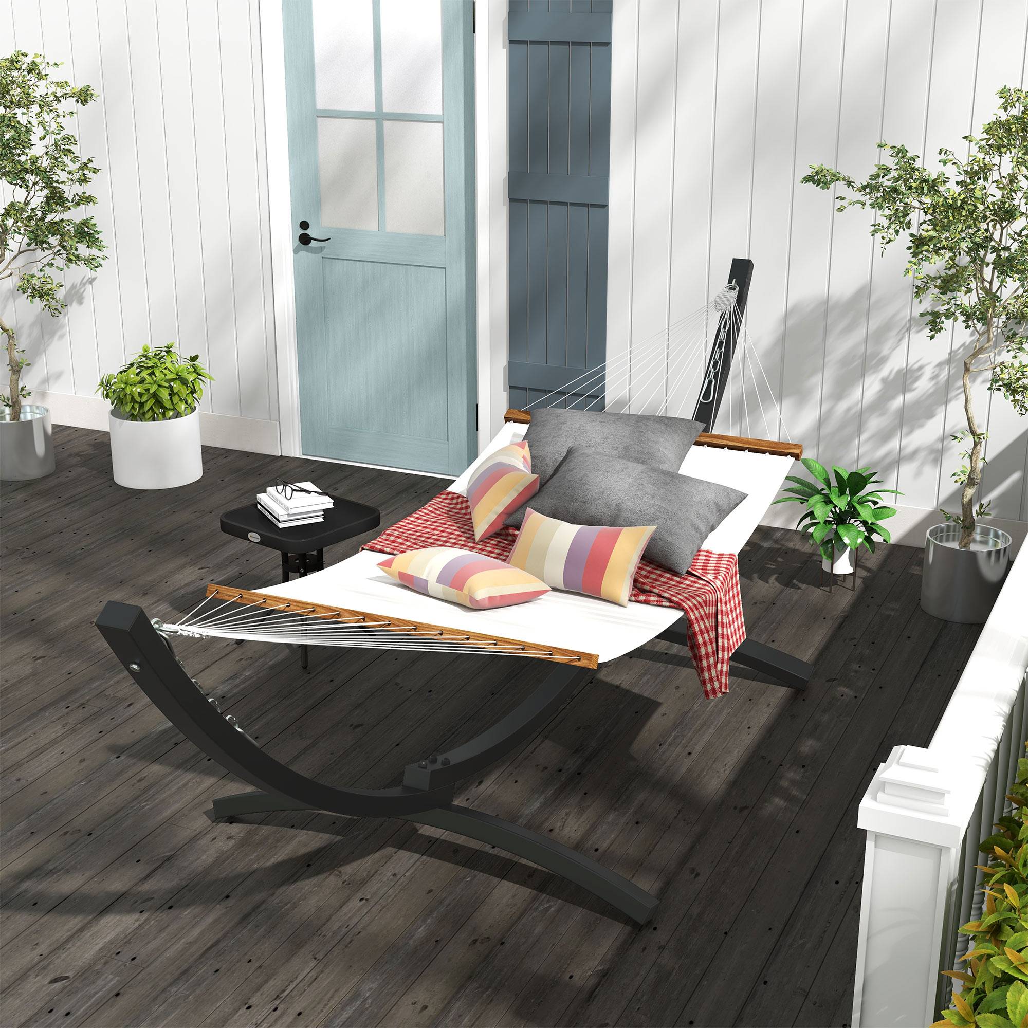 Support Pied de hamac Structure Robuste métal époxy, longueur 360 cm pour hamacs de 270 à 330 cm, gris - Image 3