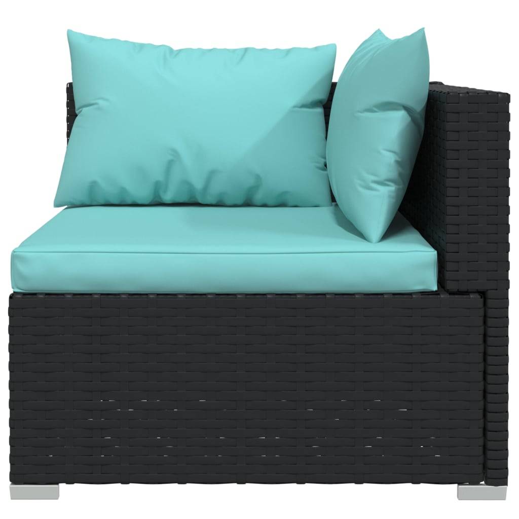 Helloshop26 - Salon de jardin meuble d'extérieur ensemble de mobilier 8 pièces avec coussins résine tressée noir - Imagen 5