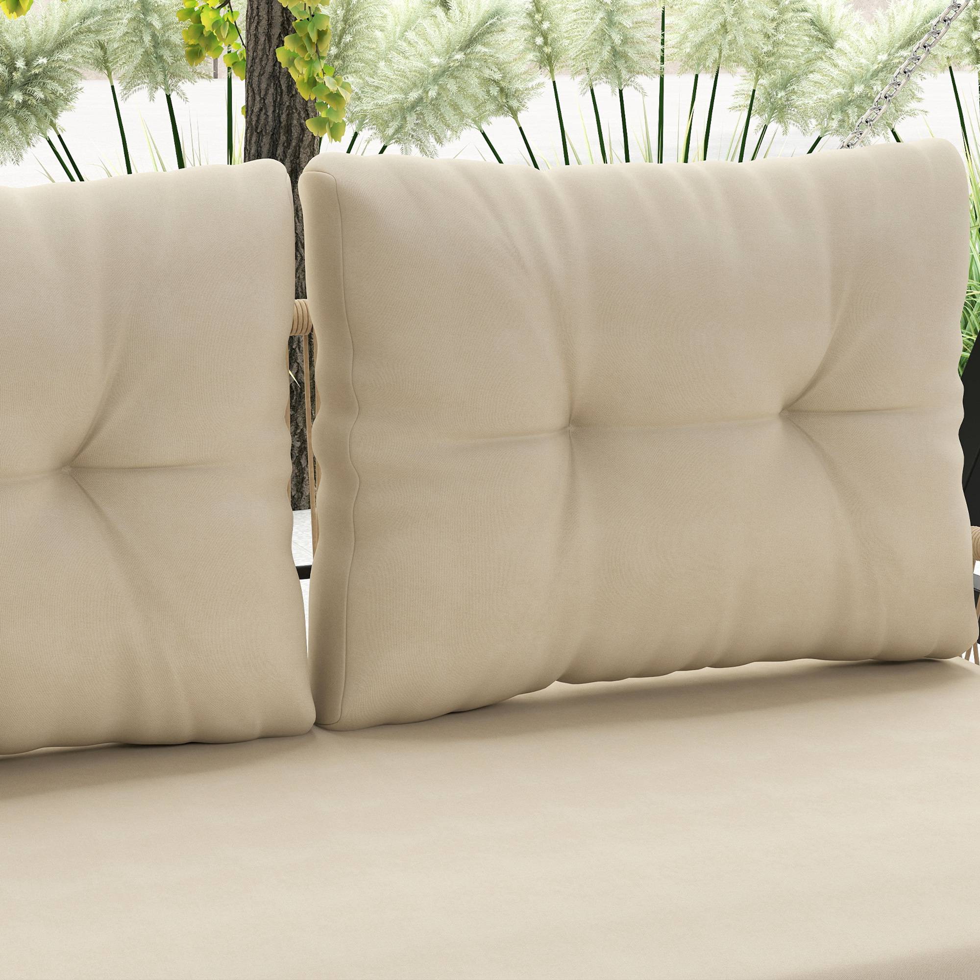 Banc suspendu extérieur 2 places jardin balancelle résine tressée avec coussins 115cm beige - ComfortXL Outdoor Living - Image 10
