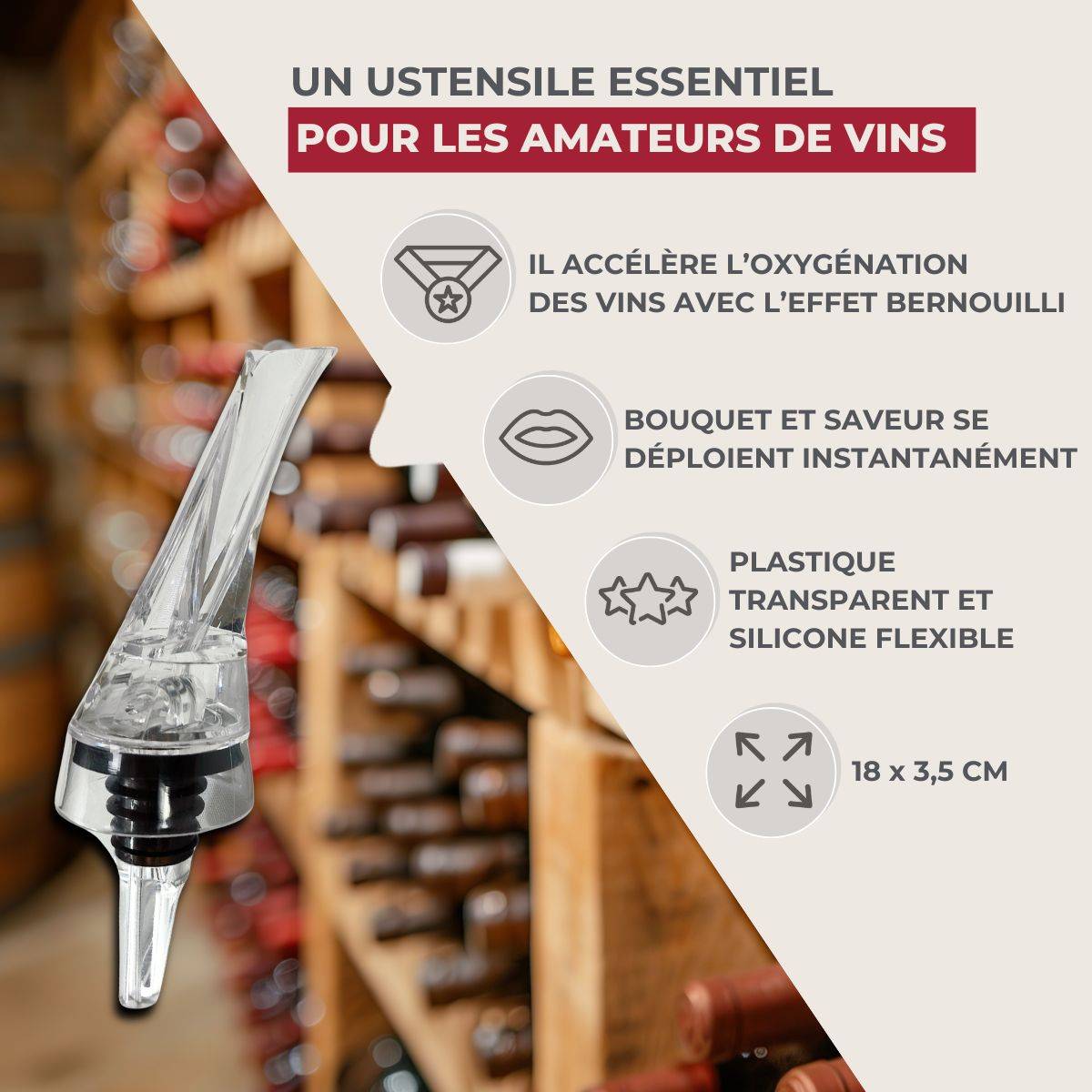 Bouchon verseur et aérateur de vin Fackelmann Bar Concept - Image 3