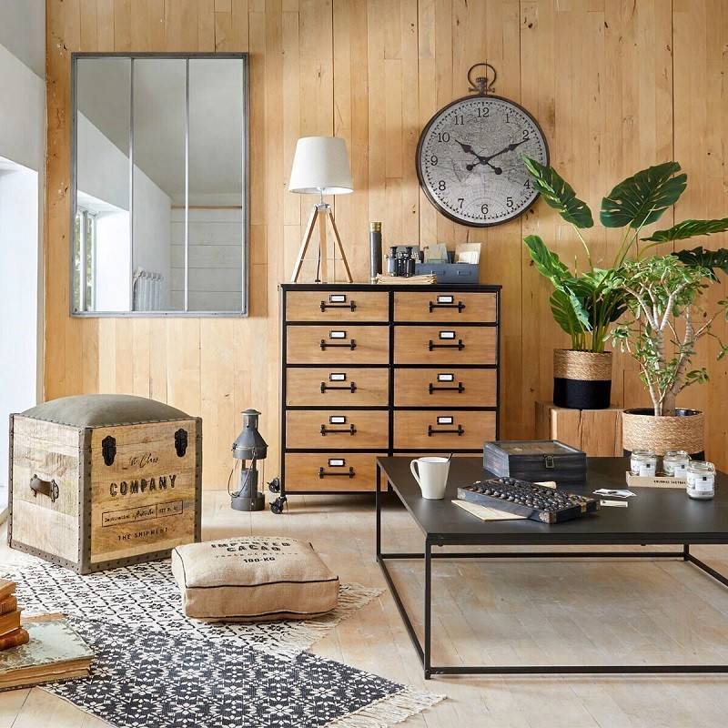 Malle pouf vintage en bois Atmosphera - Imagen 2