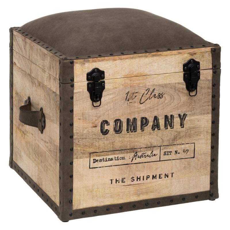 Malle pouf vintage en bois Atmosphera - Imagen 1
