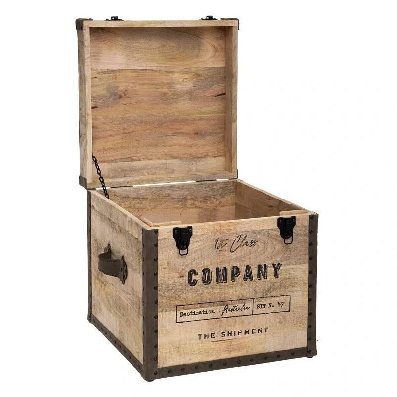 Malle pouf vintage en bois Atmosphera - Imagen 3