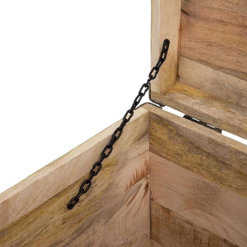 Malle pouf vintage en bois Atmosphera - Imagen 4