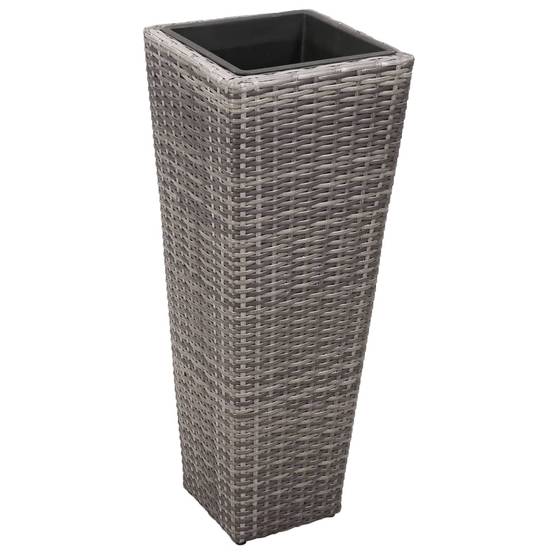 3 pcs Jardinières - Lits surélevés de jardin - Pots de fleus Résine tressée Gris - Image 3