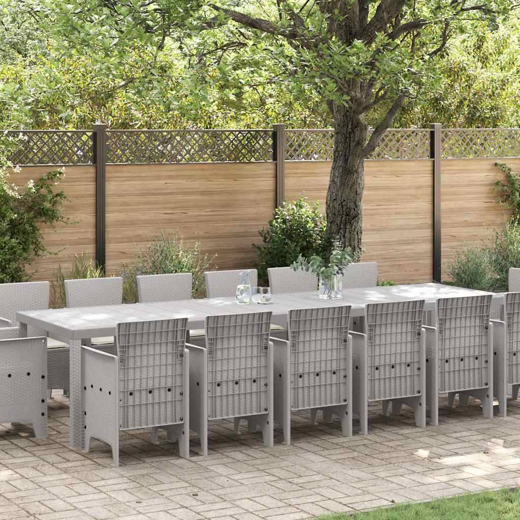 Grand Salon de Jardin 15 pcs Poly Rotin Confortable pour Famille et Amis Gris Clair – ComfortXL Outdoor Living - Image 1