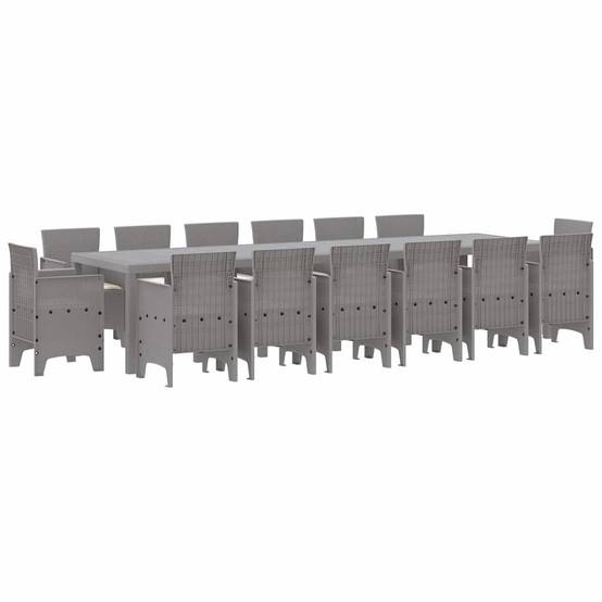 Grand Salon de Jardin 15 pcs Poly Rotin Confortable pour Famille et Amis Gris Clair – ComfortXL Outdoor Living - Image 2