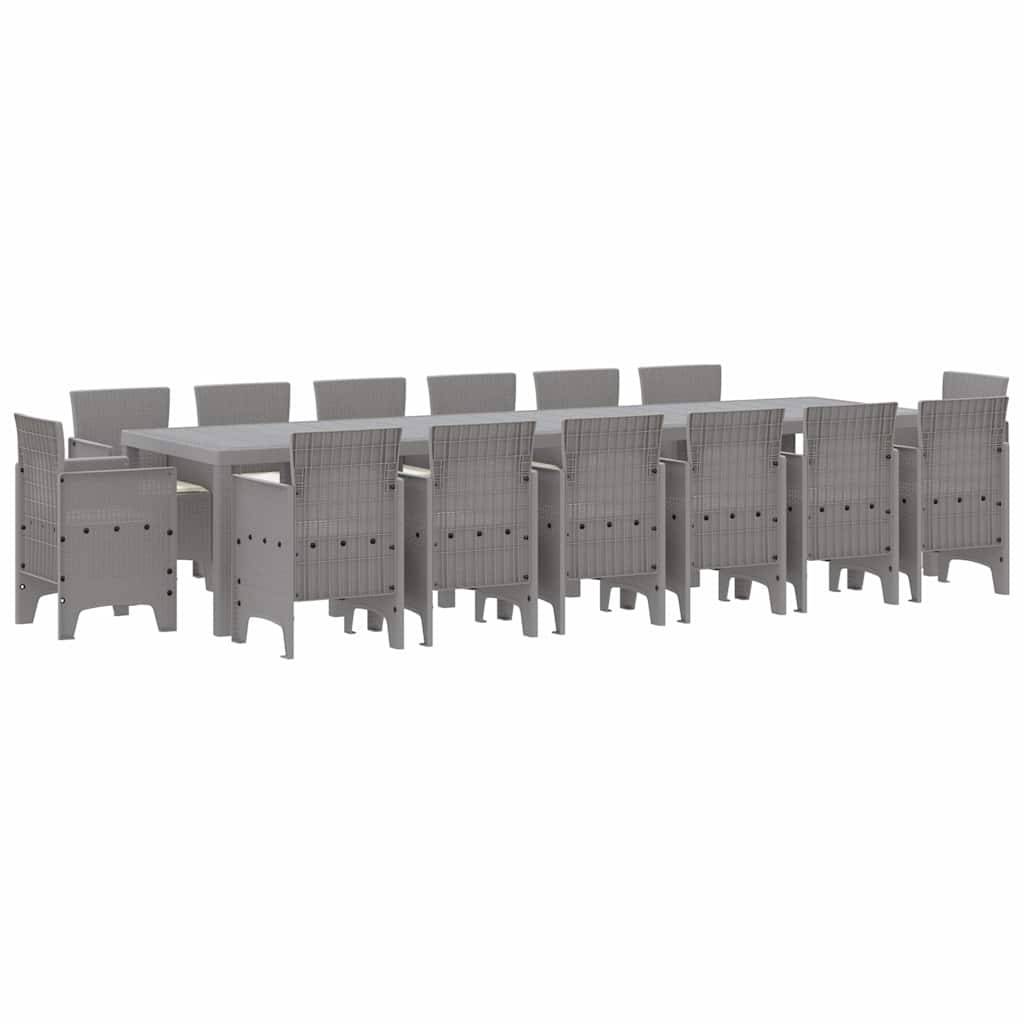 Grand Salon de Jardin 15 pcs Poly Rotin Confortable pour Famille et Amis Gris Clair – ComfortXL Outdoor Living - Image 2