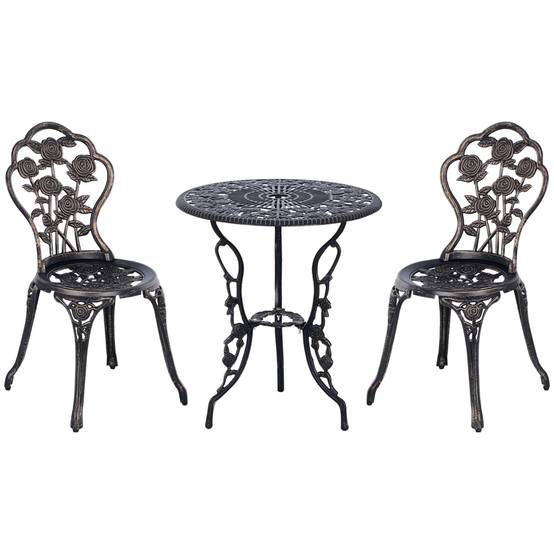Ensemble de jardin pour 2 personnes, salon de jardin, coin salon, ensemble de balcon, ensemble de mobilier de balcon, table et chaises, bronze - Image 1