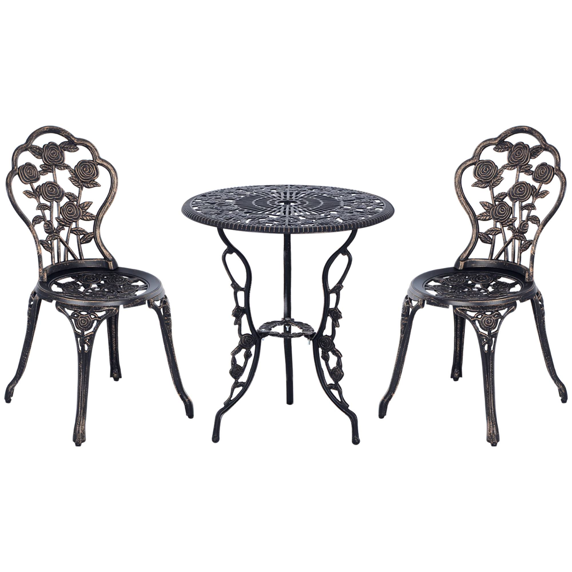 Ensemble de jardin pour 2 personnes, salon de jardin, coin salon, ensemble de balcon, ensemble de mobilier de balcon, table et chaises, bronze - Image 1