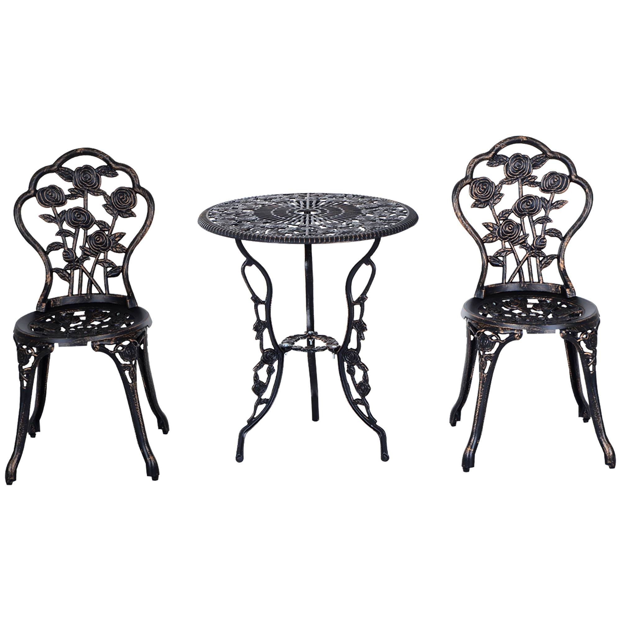 Ensemble de jardin pour 2 personnes, salon de jardin, coin salon, ensemble de balcon, ensemble de mobilier de balcon, table et chaises, bronze - Image 2